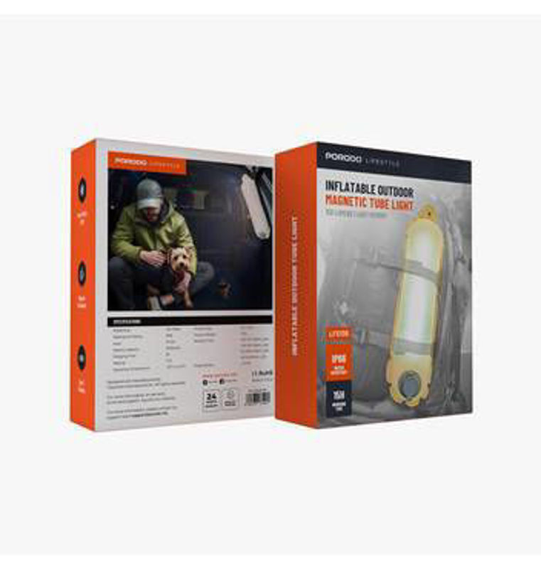 تصویر از چراغ بادی ضد آب مگنتی پرودو Porodo Lifestyle Inflatable Outdoor Magnetic Tube Light PD-LFST136-WH