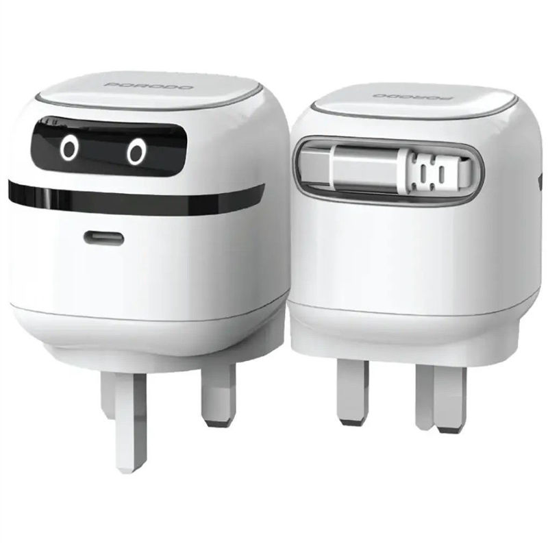 تصویر از شارژر مسافرتی کوچک پرودو همراه با کابل Type-C جمع شونده مدل Porodo Ayuon Mini Travel Charger PD 65W - White PDRYC65D