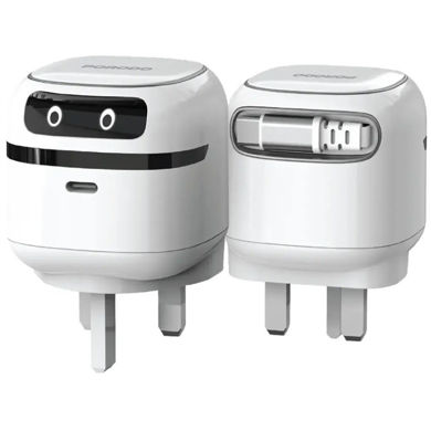 تصویر از شارژر مسافرتی کوچک پرودو همراه با کابل Type-C جمع شونده مدل Porodo Ayuon Mini Travel Charger PD 65W - White PDRYC65D